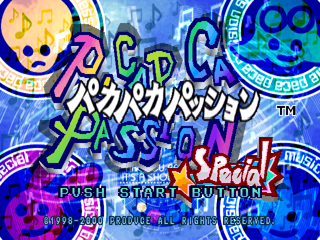 Paca Paca Passion Special title screen for Playstation